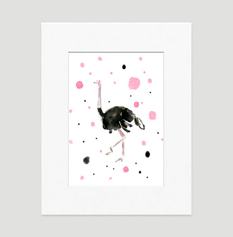 Olga Ostrich Art Print - Animal Illustrations Wall Art Collection-Di Lewis