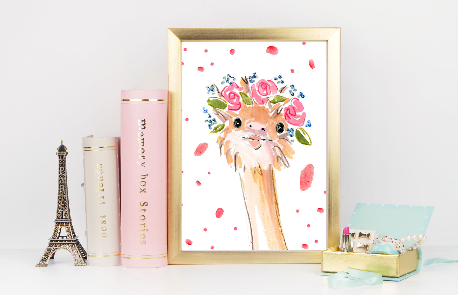 Ossie Ostrich Art Print - Animal Illustrations Wall Art Collection-Di Lewis
