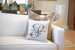 Vintage French Monogram Letter P Throw Pillow Cover