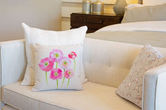 Pink Poppies Throw Pillow Cover - Decorative Designs Throw Pillow Cover Collection