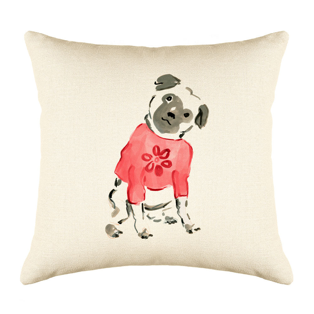 Pickles Pug Throw Pillow Cover - Dog Illustration Throw Pillow Cover Collection-Di Lewis