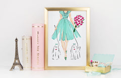 Putting On The Dog Art Print - Fashion Illustration Wall Art Collection-Di Lewis