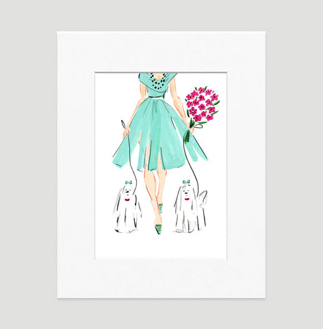 Putting On The Dog Art Print - Fashion Illustration Wall Art Collection-Di Lewis