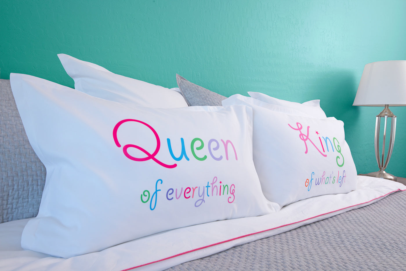 Queen Of Everything, King Of What's Left - His & Hers Pillowcase Collection-Di Lewis