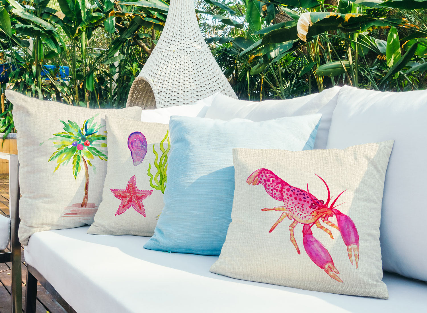 Reef Lobster Throw Pillow Cover - Coastal Designs Throw Pillow Cover Collection-Di Lewis