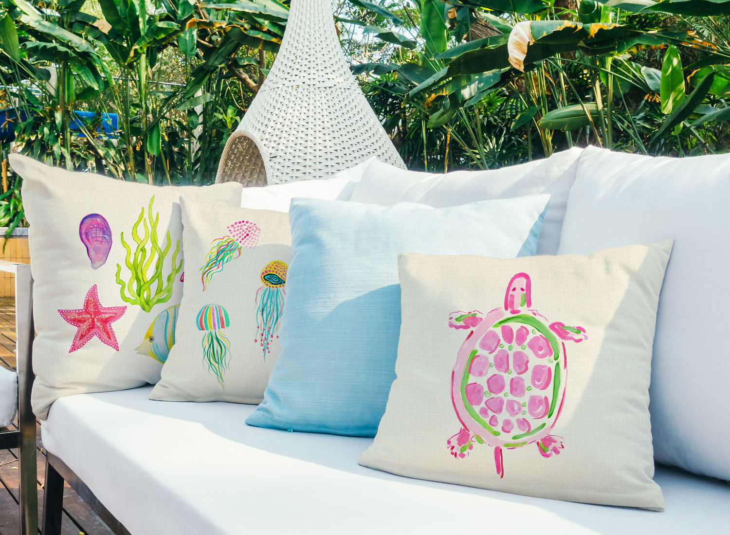 Sea Turtle Pink Throw Pillow Cover - Coastal Designs Throw Pillow Cover Collection-Di Lewis