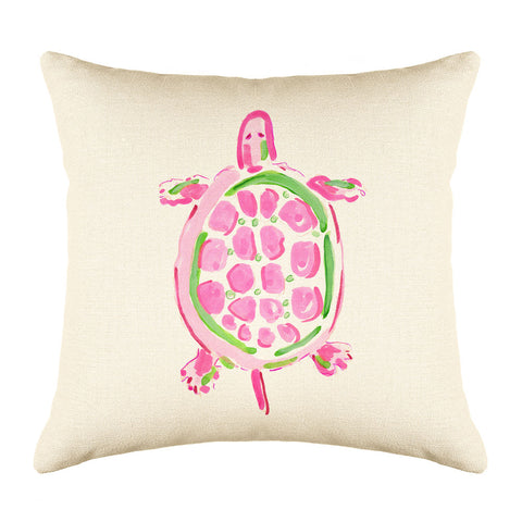 Sea Turtle Pink Throw Pillow Cover - Coastal Designs Throw Pillow Cover Collection-Di Lewis