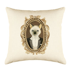 Siamese Cat Portrait Throw Pillow Cover - Cat Illustration Throw Pillow Cover Collection-Di Lewis