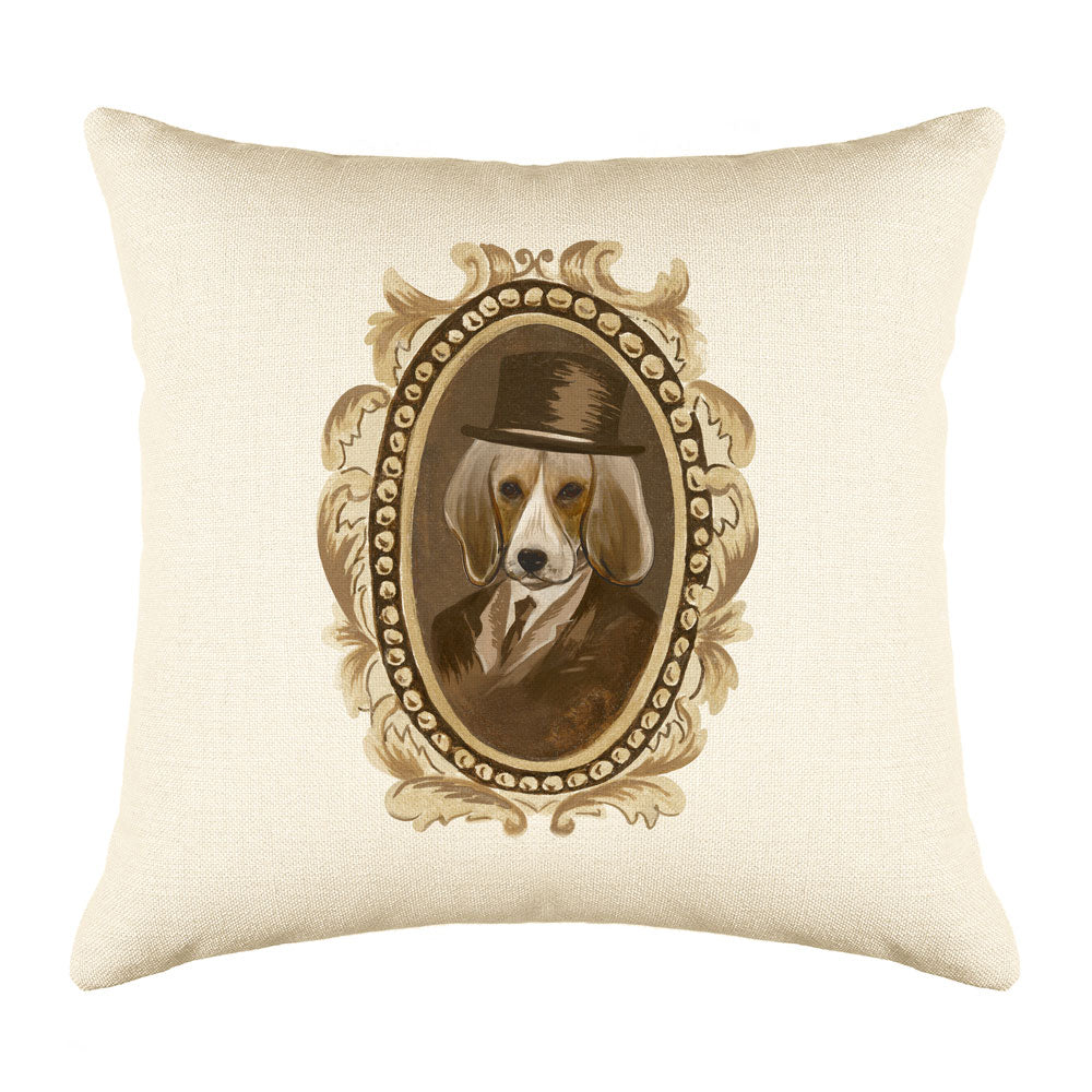 Sir Beagle Throw Pillow Cover - Dog Illustration Throw Pillow Cover Collection-Di Lewis
