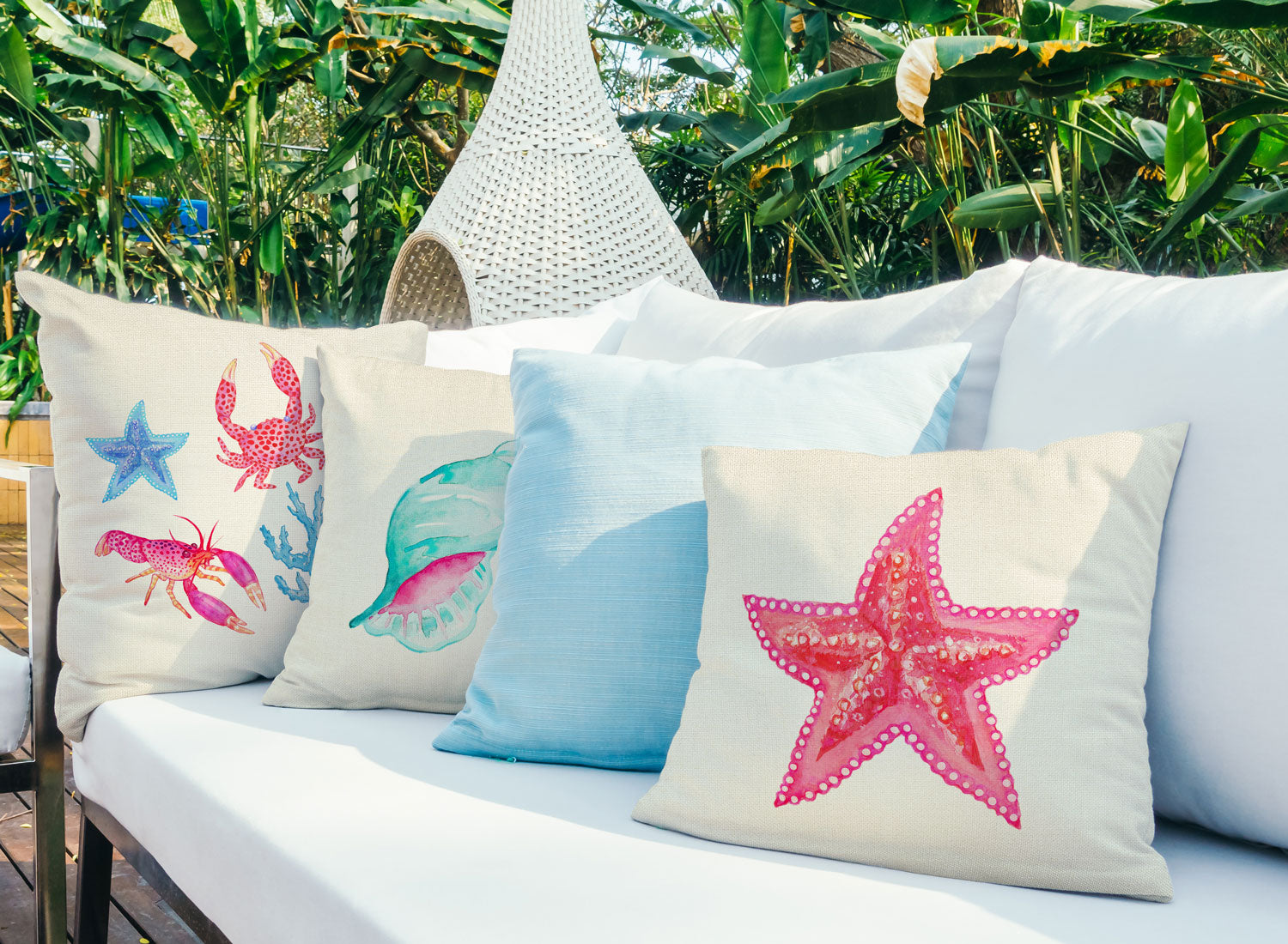 Starfish Throw Pillow Cover - Coastal Designs Throw Pillow Cover Collection-Di Lewis