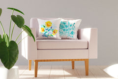 Turquoise Botanical Floral Throw Pillow Cover - Decorative Designs Throw Pillow Cover Collection