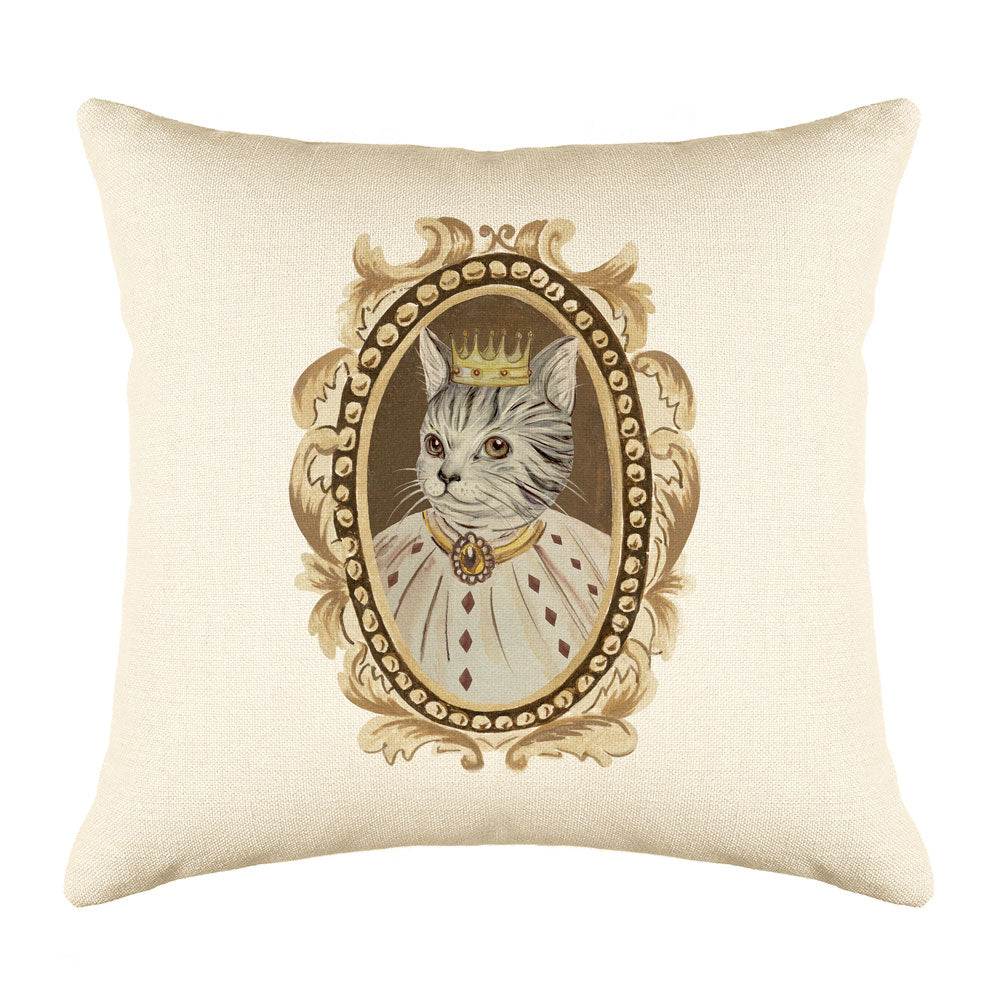 Tabby Cat Portrait Throw Pillow Cover - Cat Illustration Throw Pillow Cover Collection-Di Lewis