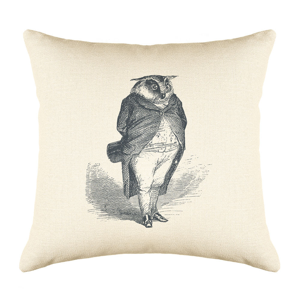 The Distinguished Owl Throw Pillow Cover - Animal Illustrations Throw Pillow Cover Collection-Di Lewis