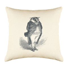 The Distinguished Owl Throw Pillow Cover - Animal Illustrations Throw Pillow Cover Collection-Di Lewis