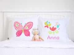 Colorful Flower Fairy Butterfly - Personalized Kids Pillowcase Collection