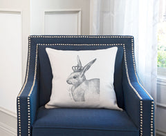 The Royal Rabbit Throw Pillow Cover - Animal Illustrations Throw Pillow Cover Collection-Di Lewis