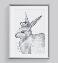 The Royal Rabbit Art Print - Animal Illustrations Wall Art Collection-Di Lewis