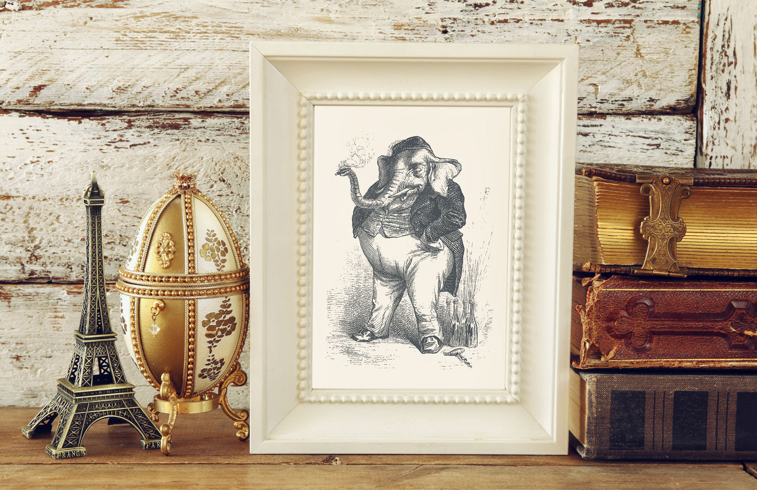 The Smoking Elephant Art Print - Animal Illustrations Wall Art Collection-Di Lewis