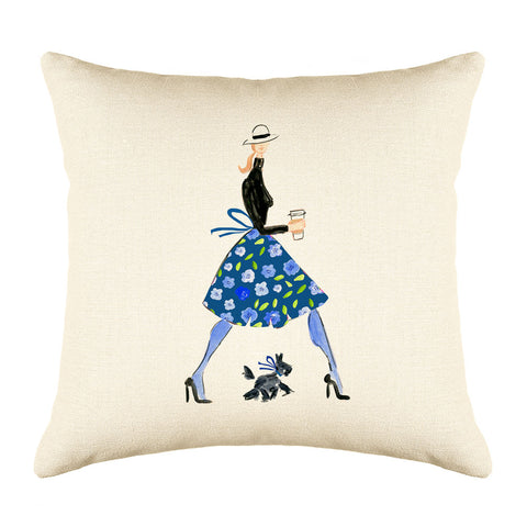 Time For A Latte Throw Pillow Cover - Fashion Illustrations Throw Pillow Cover Collection-Di Lewis