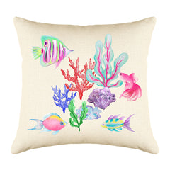 Tropical Fish Throw Pillow Cover - Coastal Designs Throw Pillow Cover Collection-Di Lewis