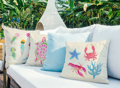 Tropical Reef Throw Pillow Cover - Coastal Designs Throw Pillow Cover Collection-Di Lewis