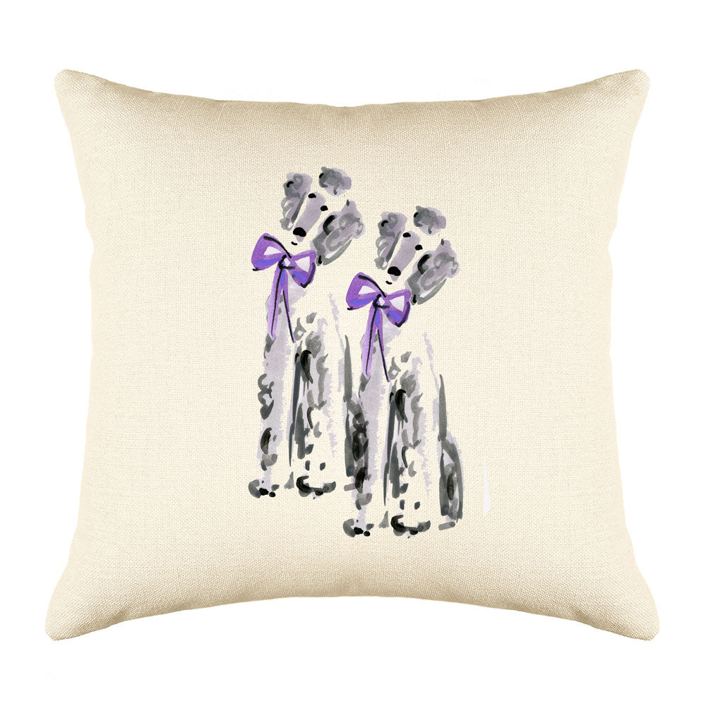 Brigitte & Pierre Poodle Throw Pillow Cover - Dog Illustration Throw Pillow Cover Collection-Di Lewis
