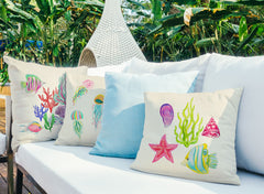 Under the Sea Throw Pillow Cover - Coastal Designs Throw Pillow Cover Collection-Di Lewis