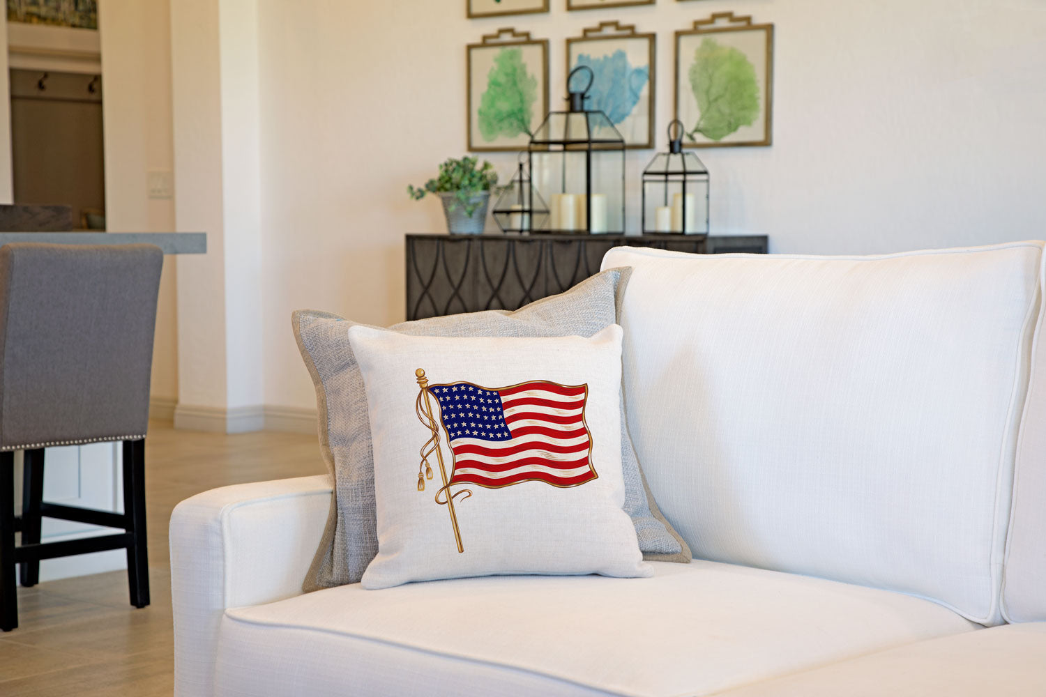 Vintage American Flag 48 Stars Throw Pillow Cover - Decorative Designs Throw Pillow Cover Collection-Di Lewis