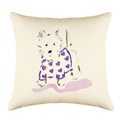 Willie Westie Throw Pillow Cover - Dog Illustration Throw Pillow Cover Collection-Di Lewis