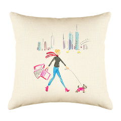Winter Walk Throw Pillow Cover - Fashion Illustrations Throw Pillow Cover Collection-Di Lewis