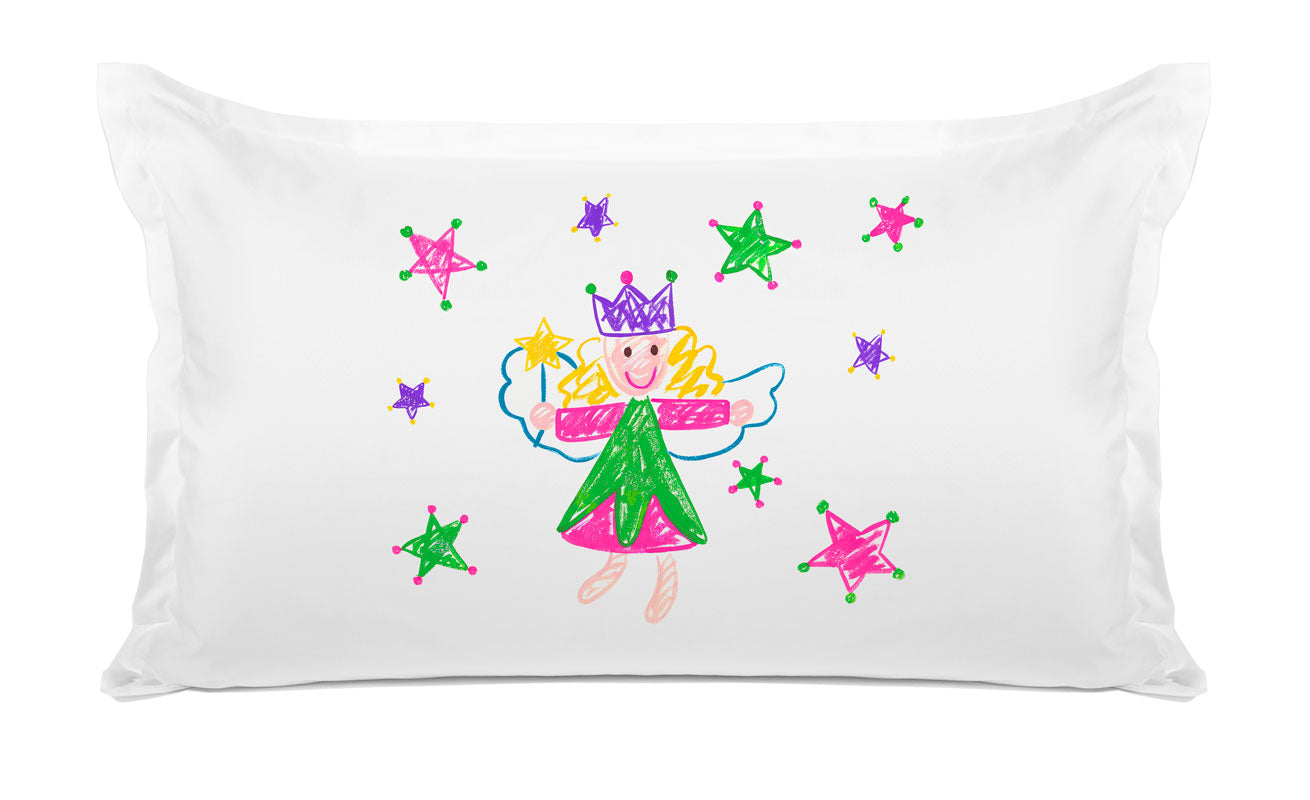 Christmas Fairy Stars Pink & Green - Kids Personalized Pillowcase Collection