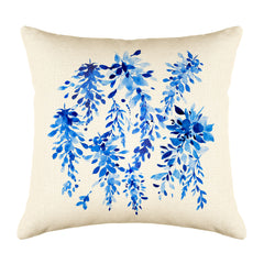 Blue Wisteria Floral Throw Pillow Cover - Decorative Designs Throw Pillow Cover Collection