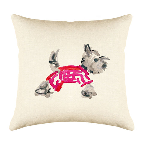 Yuki Yorkie Throw Pillow Cover - Dog Illustration Throw Pillow Cover Collection-Di Lewis