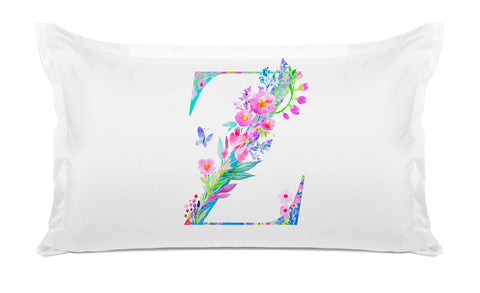 Floral Watercolor Monogram Letter Z Pillowcase