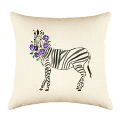 Zelda Zebra Throw Pillow Cover - Animal Illustrations Throw Pillow Cover Collection-Di Lewis