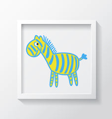 Blue & Gold Zebra - Kids Bedroom Wall Art Collection-Di Lewis