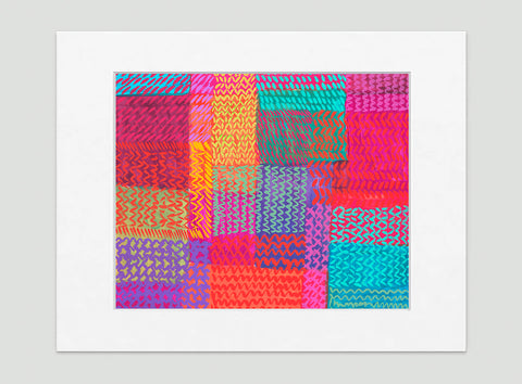 Zigzag Pink Aqua Art Print - Abstract Art Wall Decor Collection-Di Lewis