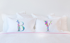 Floral Watercolor Monogram Letter Y Pillowcase