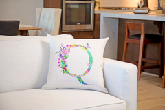 Floral Watercolor Monogram Letter Q Throw Pillow Cover