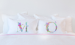 Floral Watercolor Monogram Letter M Pillowcase