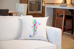 Floral Watercolor Monogram Letter J Throw Pillow Cover